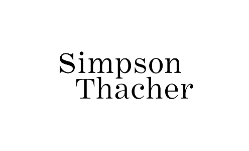 Black and white logo text reading Simpson Thacher.